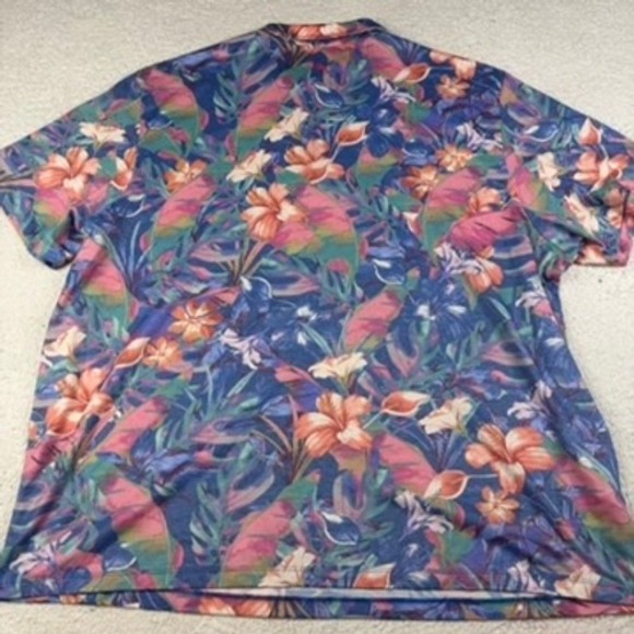 Tommy Bahama Mens Floral Print Short Sleeve Bloomio 54 Polo Shirt Blue 4XLB - Picture 4 of 8